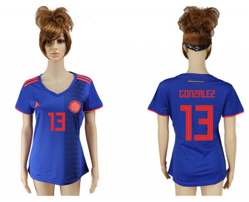 Women's Colombia #13 Gonzalez Away Soccer Country Jersey - Click Image to Close